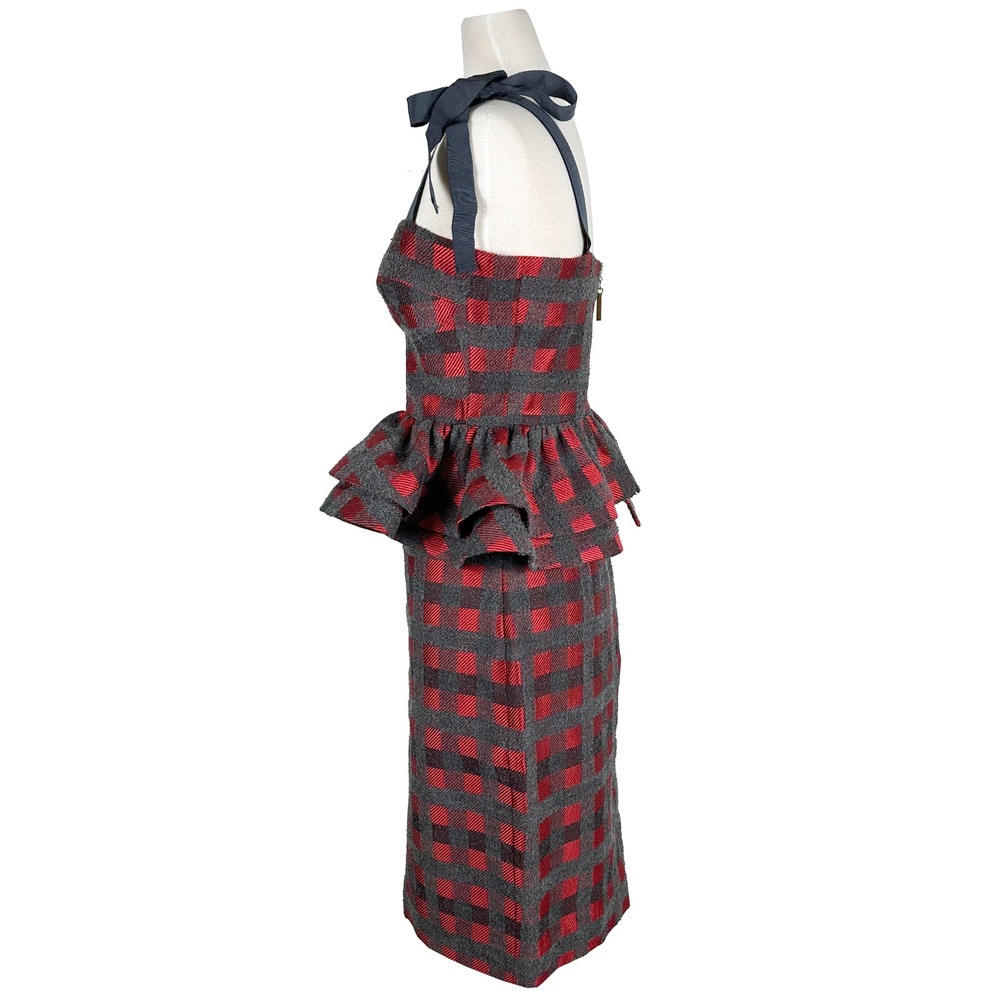 Silvia Tcherassi Dakia Top and Delaney Skirt Set Red Gray Plaid Wool Blend L - Picture 3 of 9